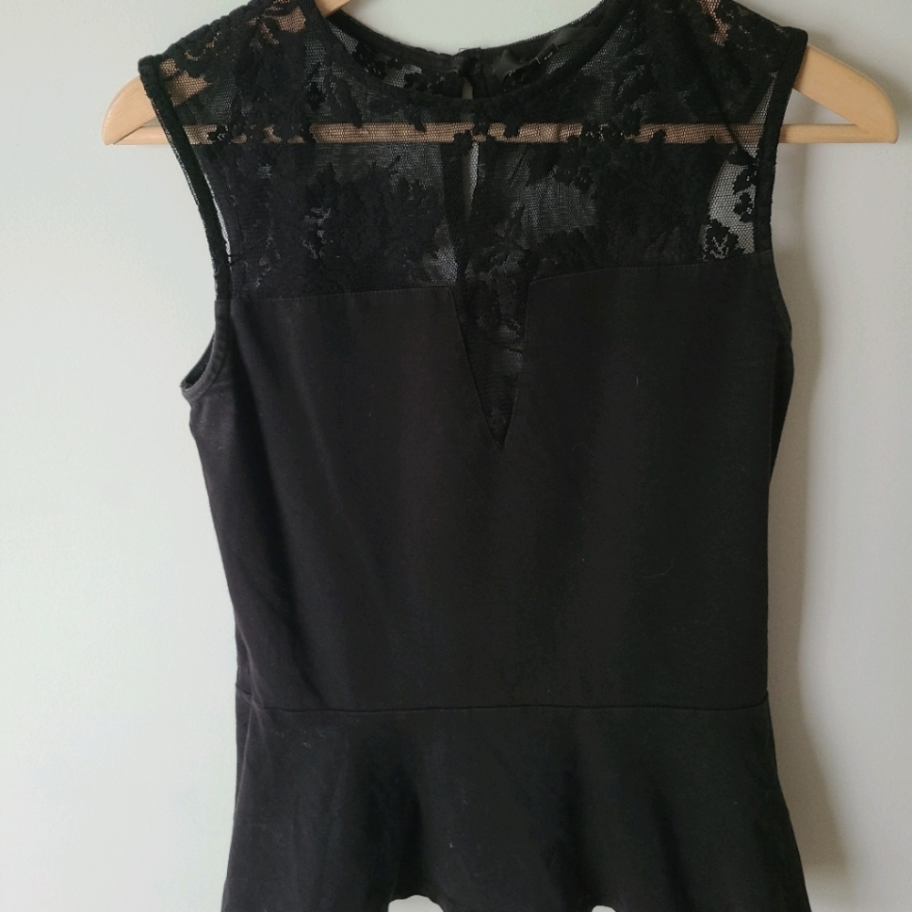 River Island Black, lace, peplum top